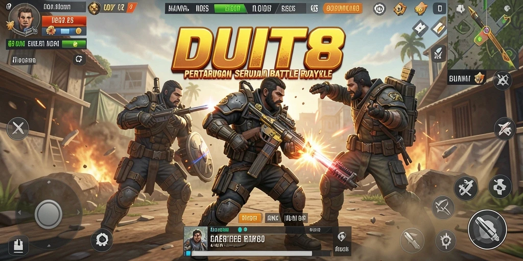 Tampilan gameplay seru dalam DUIT8 Battle Royale.