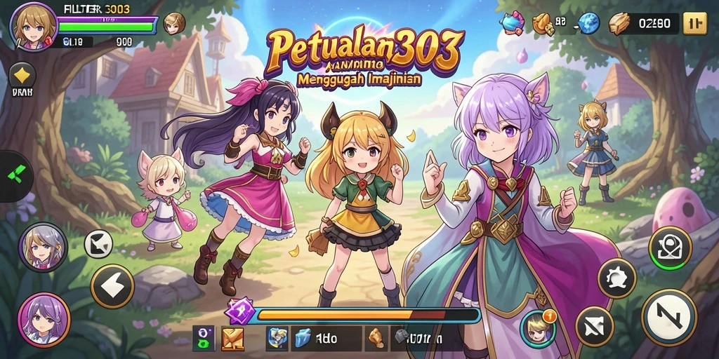 Tangkapan layar menunjukkan gameplay seru dari FILTER303 dengan karakter Anime yang hidup.