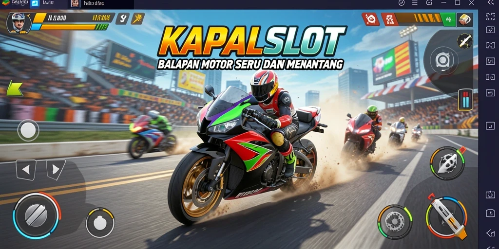 Tampilan gameplay seru dengan aksi balapan motor yang mendebarkan.