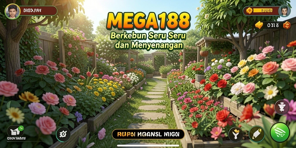 Tangkapan layar permainan MEGA188 menampilkan aktivitas berkebun yang seru.