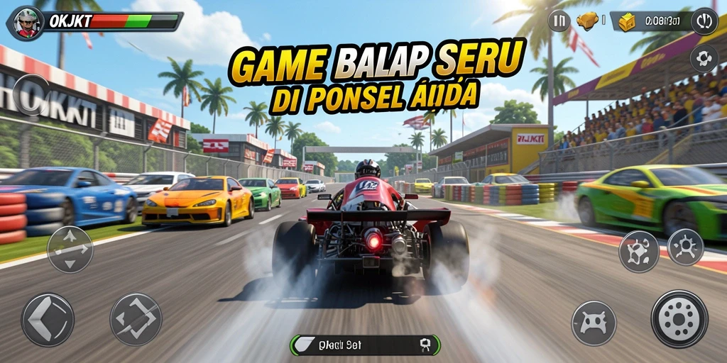 Tampilan gameplay balap yang mendebarkan di OKJKT.
