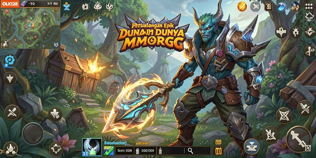 Screenshot utama OLX128 menampilkan aksi seru dalam gameplay MMORPG.