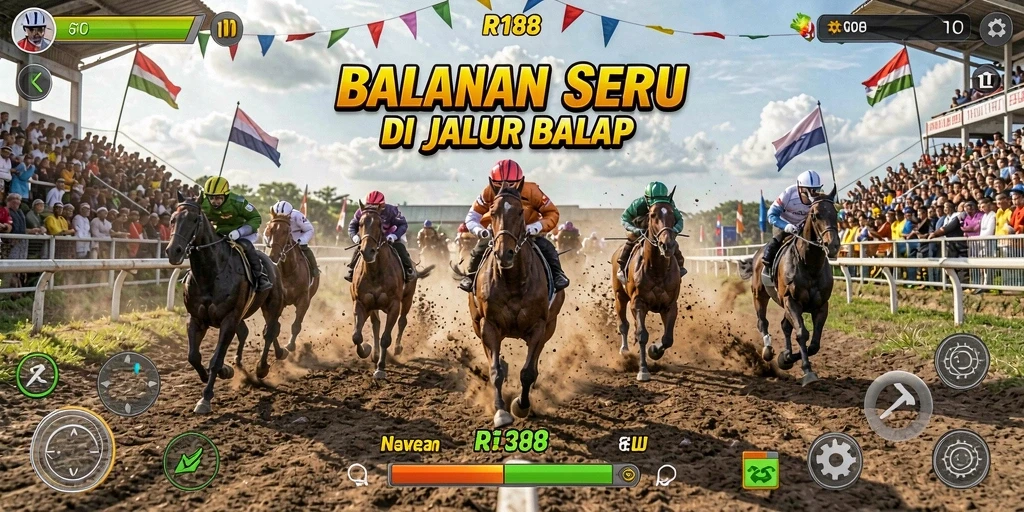 Tangkapan layar utama RI188 menampilkan aksi balapan yang mendebarkan.