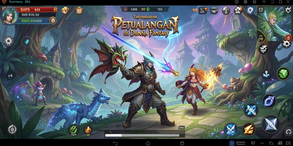 Tangkapan layar menampilkan karakter beraksi di dunia petualangan menakjubkan.